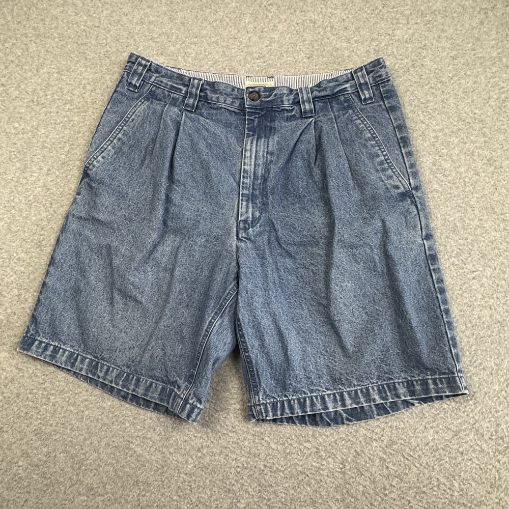 VTG St John's Bay Denim Shorts Mens 34x8 Pleated 90s Y2K Jorts Casual Dad Cotton